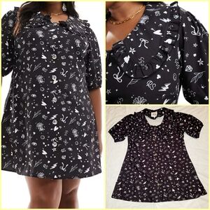 Holly Wynne Exclusive Collar Detail V Neck Button Up Tea Dress